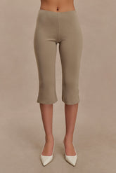 Layla Flared Crepe Capri Pants - Mushroom